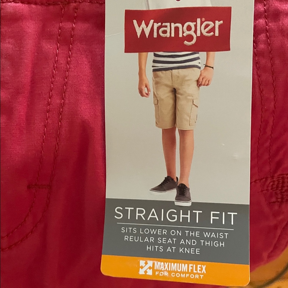 Wrangler Cargo Shorts Red Adjustable waist Flex Straight Fit size 10